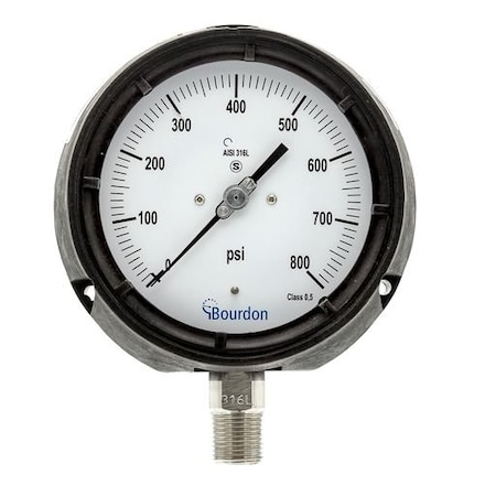 Bourdon 4.5 in. 0/800 PSI 1/2 in. NPT LM BH2 AHG6-A62.H29